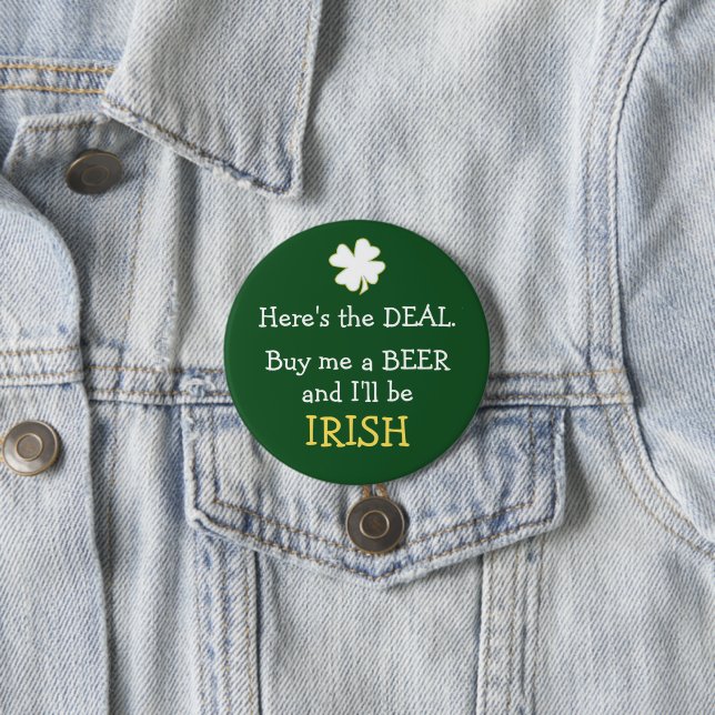 Beer Deal Irish Pinback Button (In Situ)