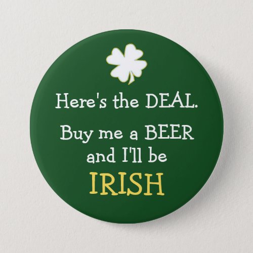 Beer Deal Irish Pinback Button