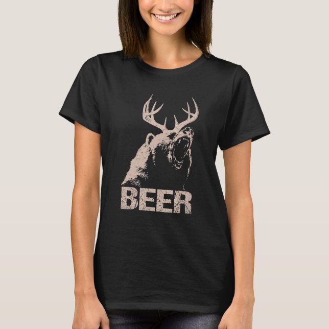 Beer Deer Bear Essential Hunter Love Funny Men Whe T-Shirt (Front)