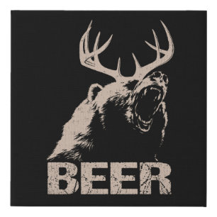 Beer Deer Bear Faux Canvas Print