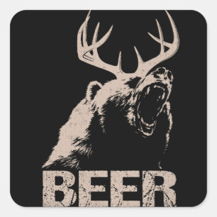 Beer Deer Bear Square Sticker