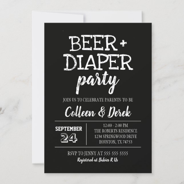 Beer & Diaper Baby Shower Invitation (Front)