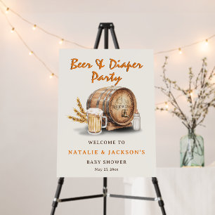 Beer Diaper Coed Couple Baby Shower Welcome Sign