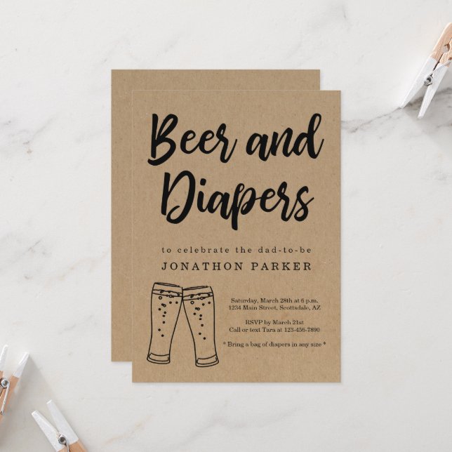 Beer Diaper Party Daddy, Guy, Men Baby Shower Invitation Zazzle