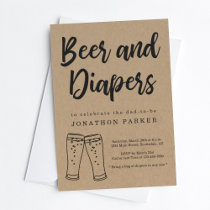 Beer & Diaper Party - Daddy, Guy, Men Baby Shower Invitation