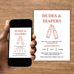 Beer & Diaper Party Man Baby Shower Invitation