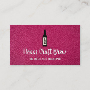 Beer Distillery Liquor Store Hot Pink Leather Business Card