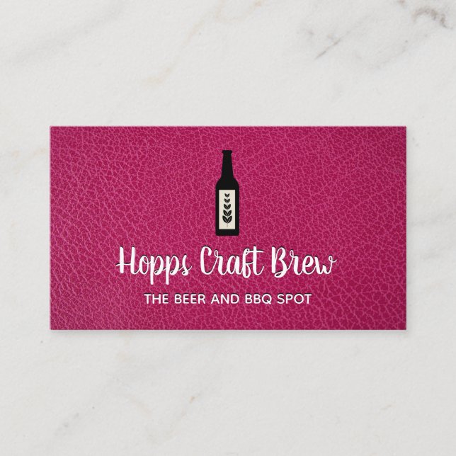 Beer Distillery | Liquor Store | Hot Pink Leather Business Card (Front)