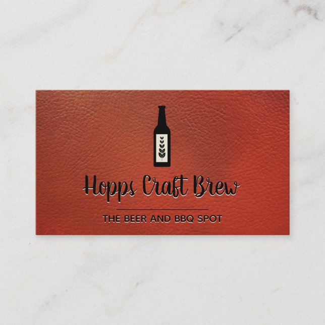 Beer Distillery | Liquor Store | Leather Business Card (Front)