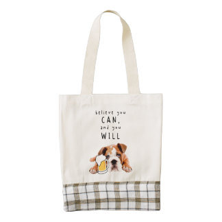 Beer Dog Bulldog - Believe you can, and you will Zazzle HEART Tote Bag