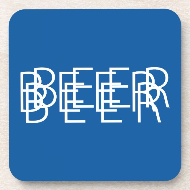 BEER Double Vision - Blue and White Drink Coaster (Front)