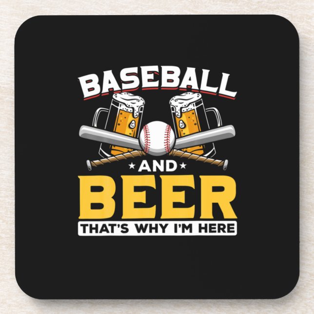 Beer Drinker Baseball Beer Humor Birthday Beverage Coaster (Front)