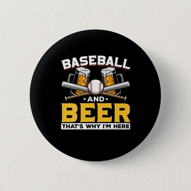Beer Drinker Baseball Beer Humor Birthday Button (Front)