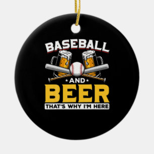 Beer Drinker Baseball Beer Humor Birthday Ceramic Ornament