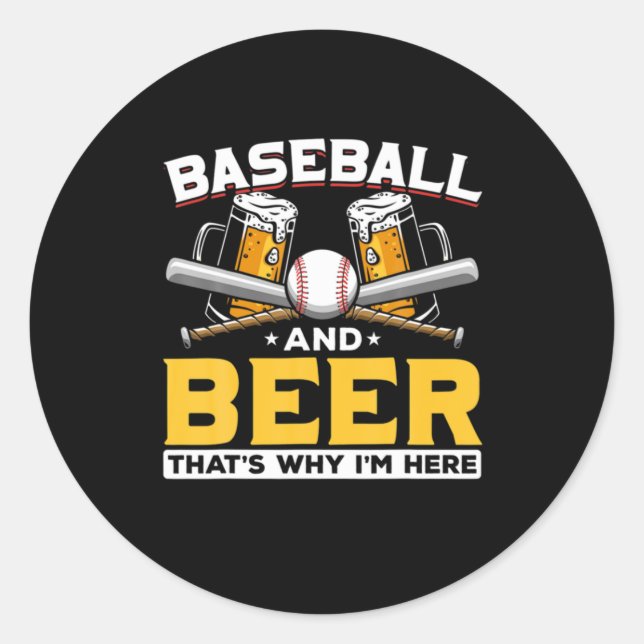 Beer Drinker Baseball Beer Humor Birthday Classic Round Sticker (Front)
