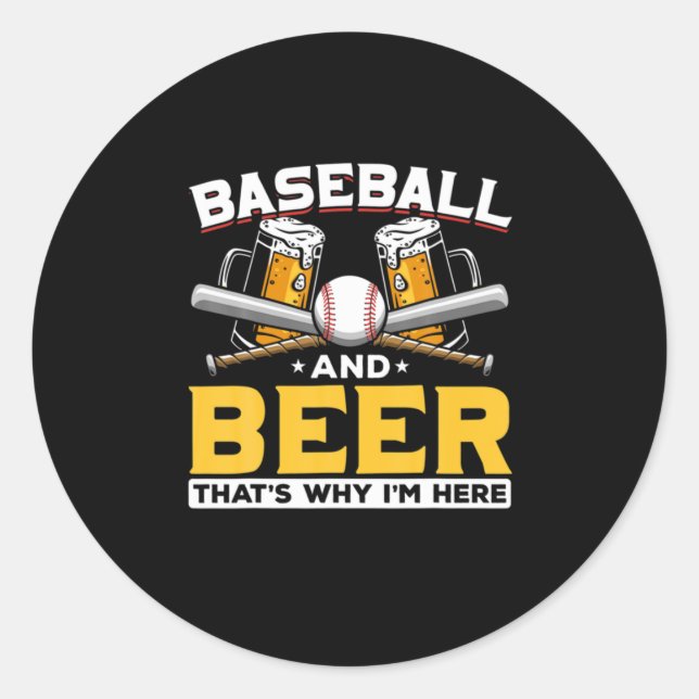 Beer Drinker Baseball Beer Humor Birthday Classic Round Sticker (Front)