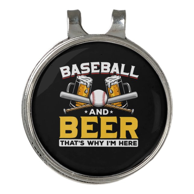 Beer Drinker Baseball Beer Humor Birthday Golf Hat Clip (Front)
