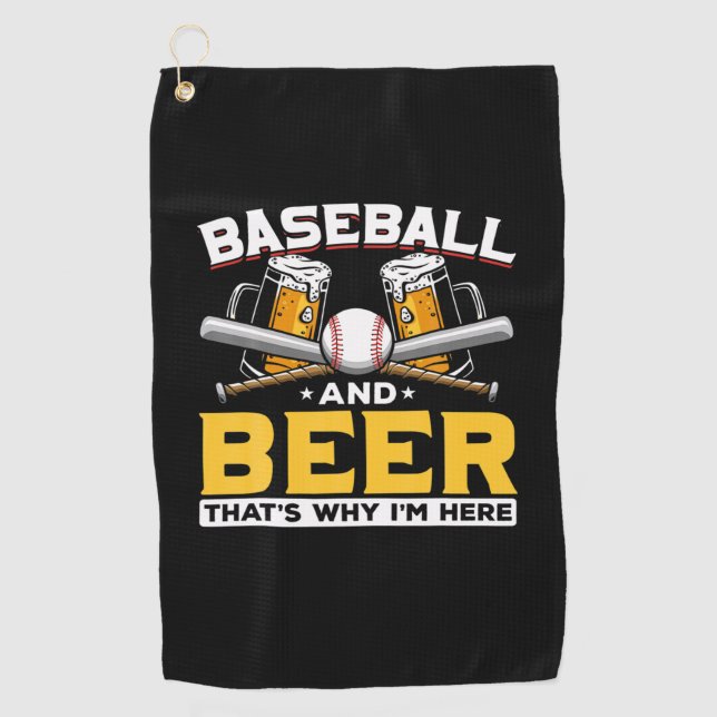 Beer Drinker Baseball Beer Humor Birthday Golf Towel (Front)