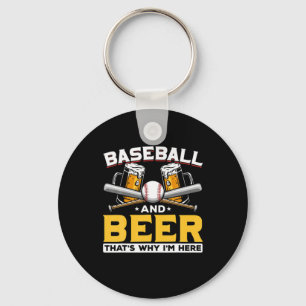 Beer Drinker Baseball Beer Humor Birthday Keychain