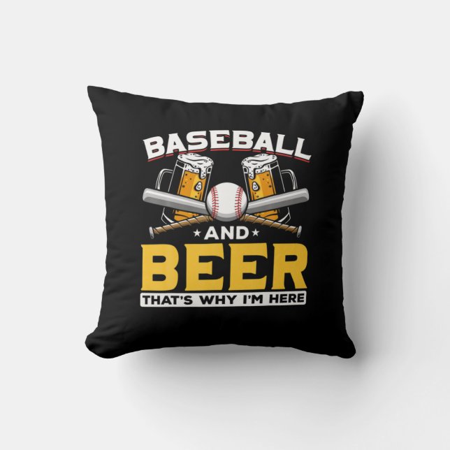 Beer Drinker Baseball Beer Humor Birthday Throw Pillow (Front)