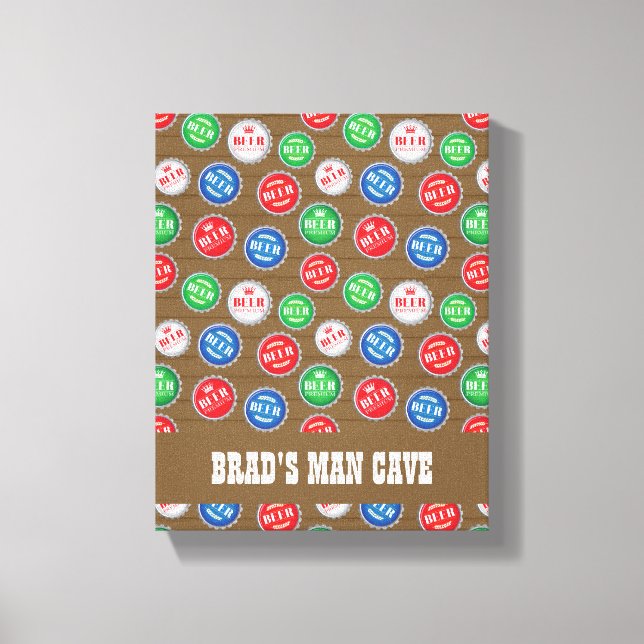Beer Drinker Bottle Caps Print Man Cave (Front)