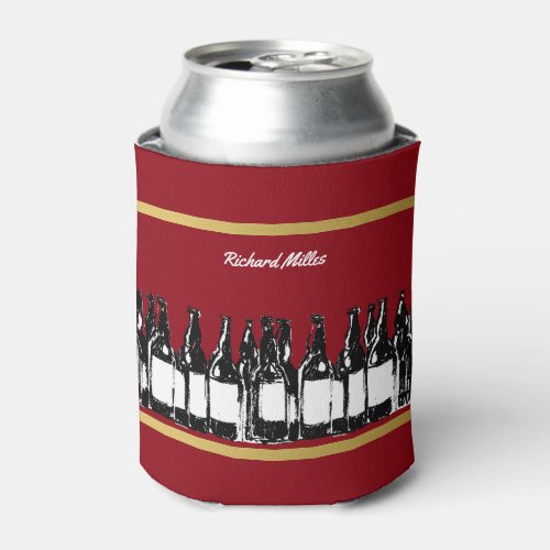 beer drinker can cooler with the image of bottles