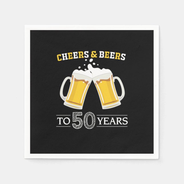 Beer Drinker Cheers and Beers to 50 Years Birthday Napkins (Front)