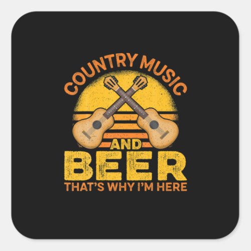 Beer Drinker Country Music And Beer Birthday Square Sticker