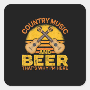 Beer Drinker Country Music And Beer Birthday Square Sticker