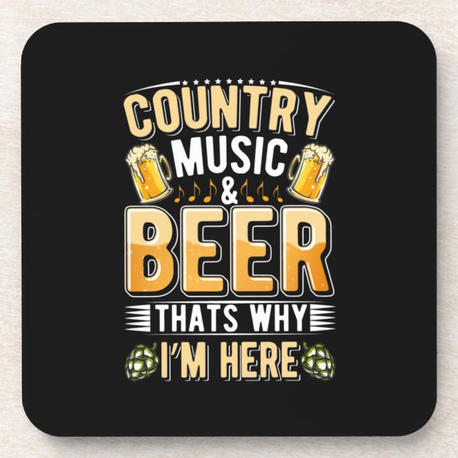 Beer Drinker Country Music Beer Drinking Birthday Beverage Coaster (Front)