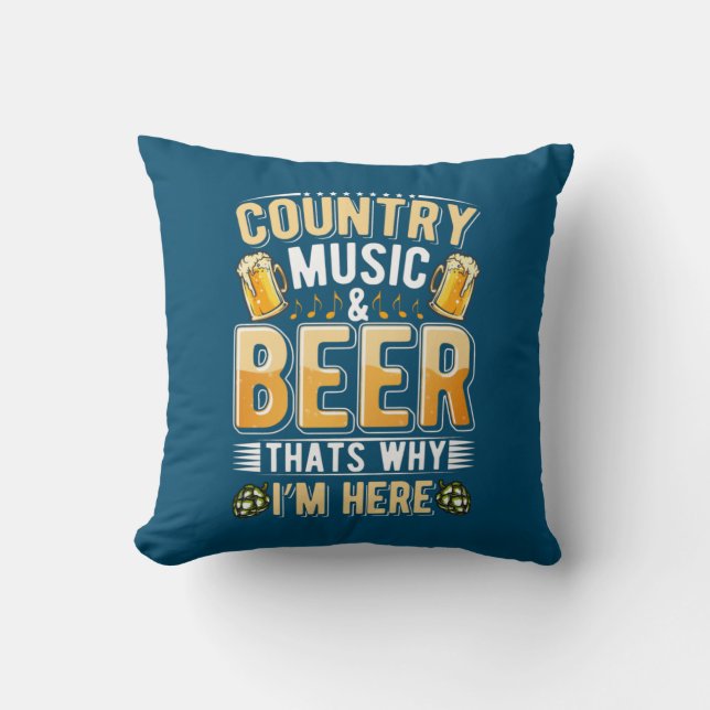Beer Drinker Country Music Beer Drinking Birthday Throw Pillow (Front)