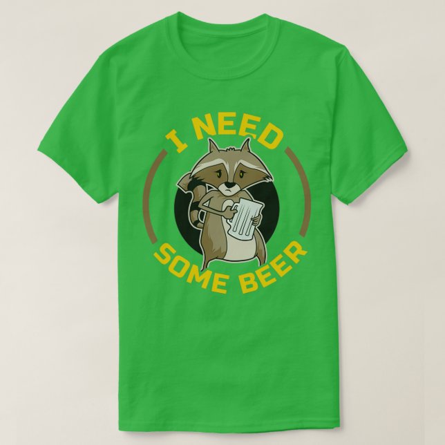 Beer Drinker Daily Evening Mood Raccoon With Beer T-Shirt (Design Front)