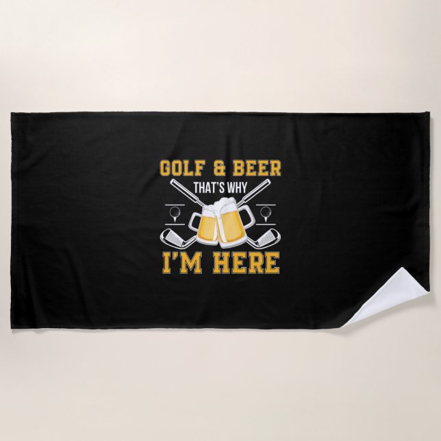 Beer Drinker Golf And Beer Birthday Beach Towel (Front)