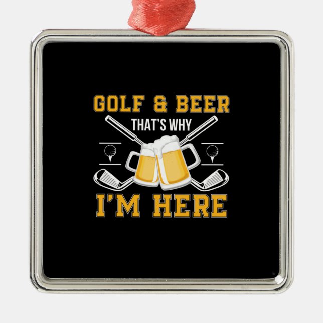 Beer Drinker Golf And Beer Birthday Metal Ornament (Front)