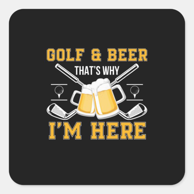 Beer Drinker Golf And Beer Birthday Square Sticker (Front)