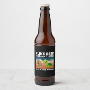 Beer Drinker I Like Beer And My Turtle Birthday Bottle Label