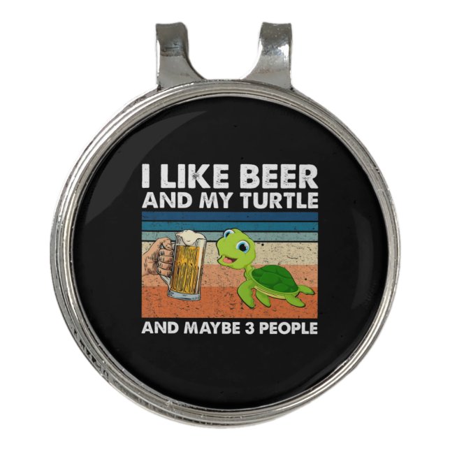 Beer Drinker I Like Beer And My Turtle Birthday Golf Hat Clip (Front)