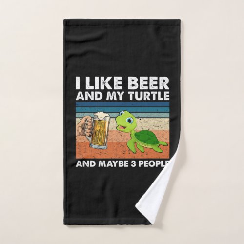 Beer Drinker I Like Beer And My Turtle Birthday Hand Towel