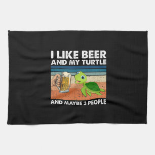 Beer Drinker I Like Beer And My Turtle Birthday Kitchen Towel