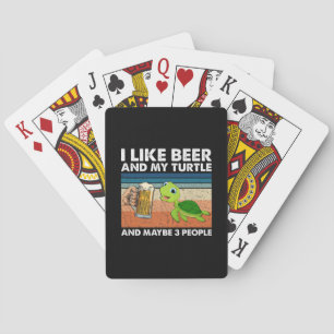 Beer Drinker I Like Beer And My Turtle Birthday Poker Cards