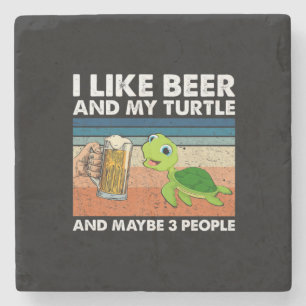 Beer Drinker I Like Beer And My Turtle Birthday Stone Coaster