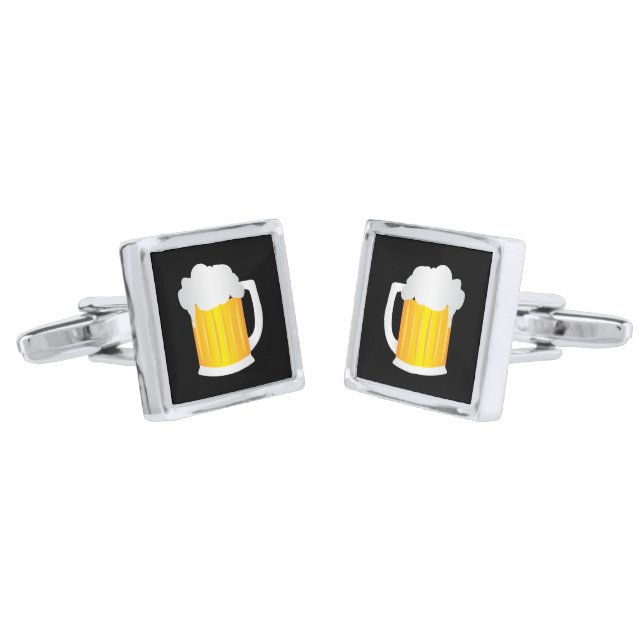 Beer Drinker Pint Glass Wedding Cufflinks (Angled)
