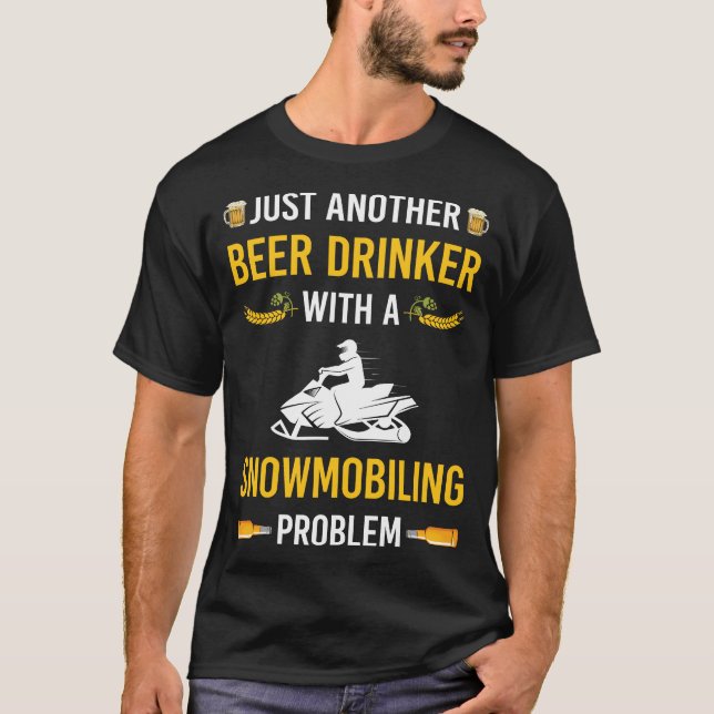 Beer Drinker Snowmobiling Snowmobile T-Shirt (Front)