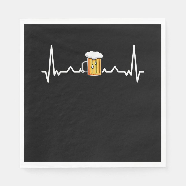 Beer Drinking Alcohol Heartbeat Gift Napkins (Front)
