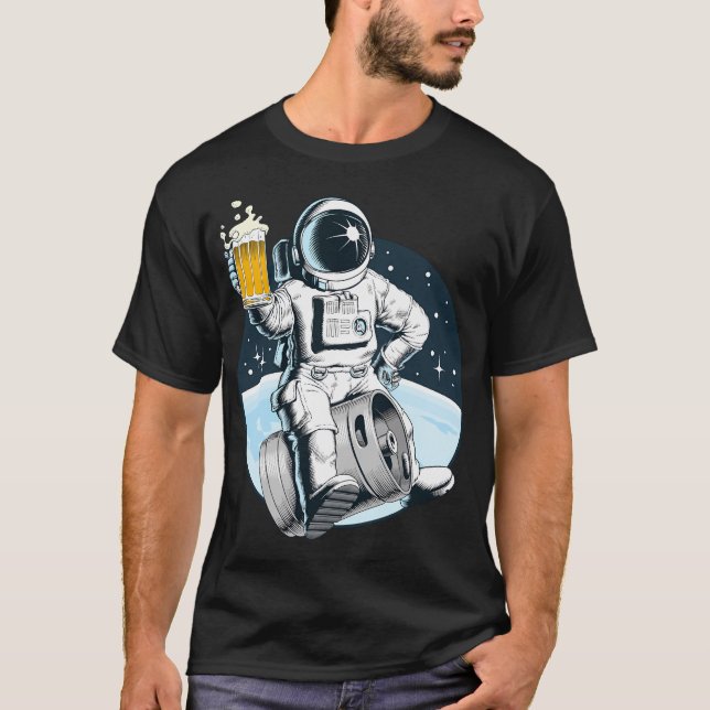 Beer Drinking Astronaut - Funny Lager Alcohol T-Shirt (Front)