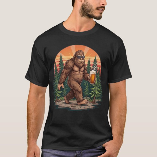 Beer Drinking Bigfoot T-Shirt (Front)