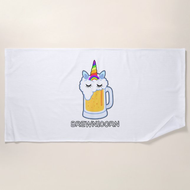 Beer Drinking Brewnicorn Cute Unicorn Party Brew M Beach Towel (Front)