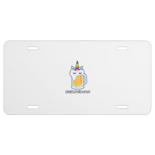 Beer Drinking Brewnicorn Cute Unicorn Party Brew M License Plate