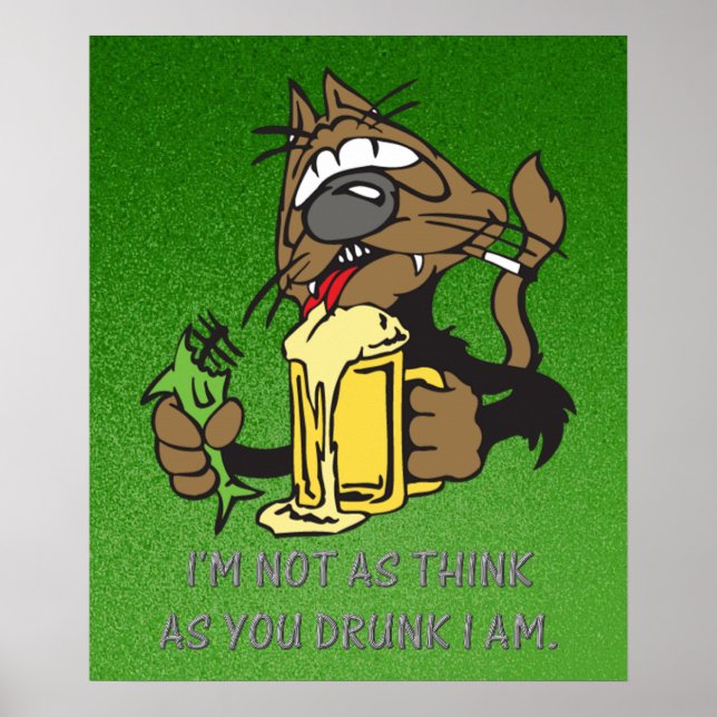 beer drinking cat poster (Front)