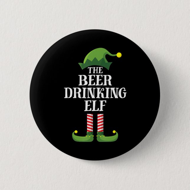 Beer Drinking Christmas Birthday Button (Front)